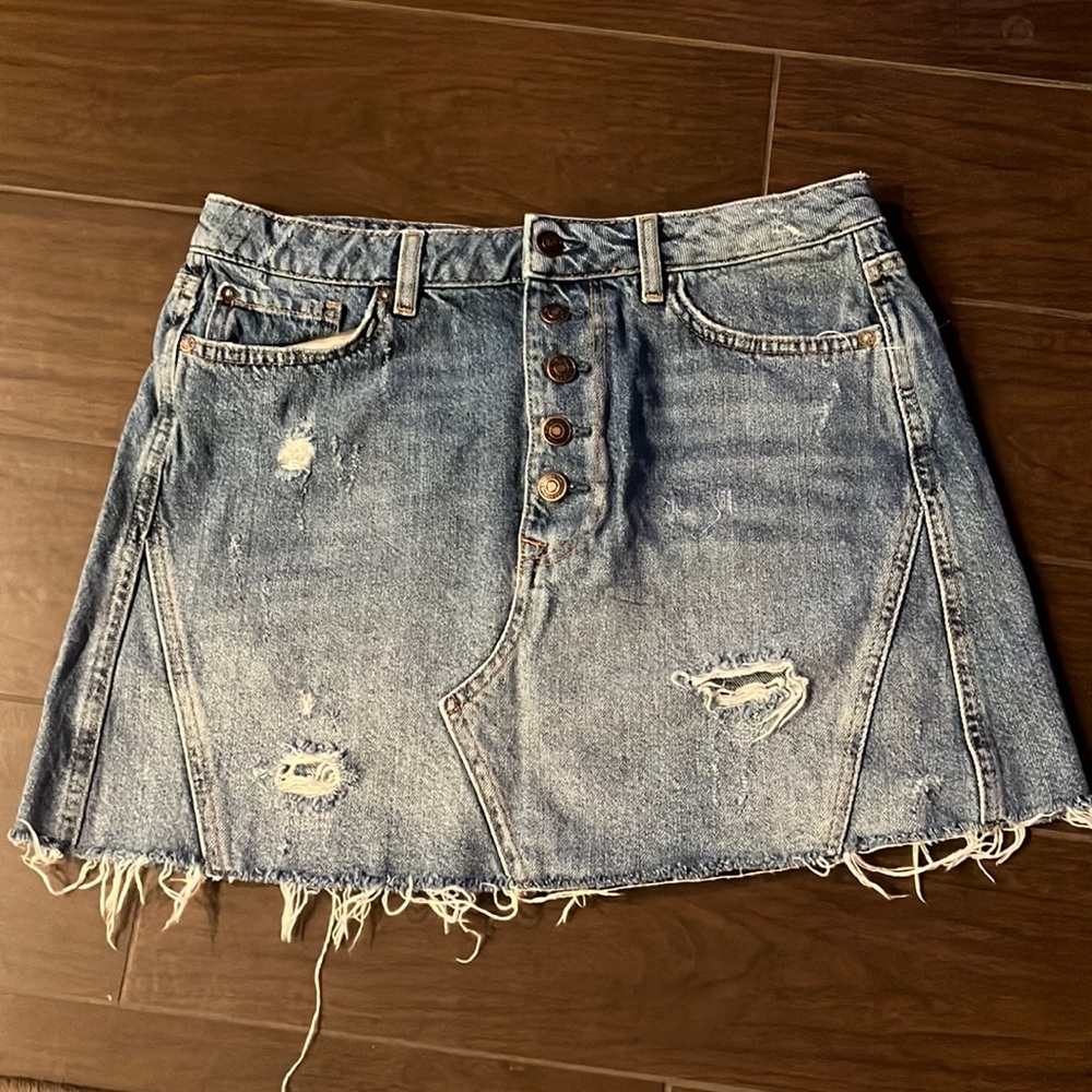 Free People Distressed Denim Skirt Size 30